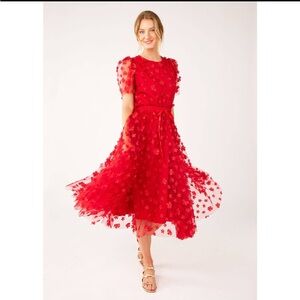 NWT Abbey Glass 3D Lace red Sue skirt